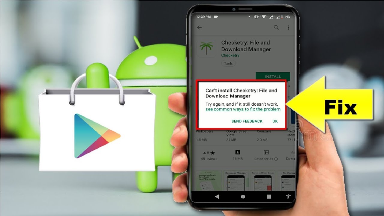 why cant Install or download apps on android phone logo